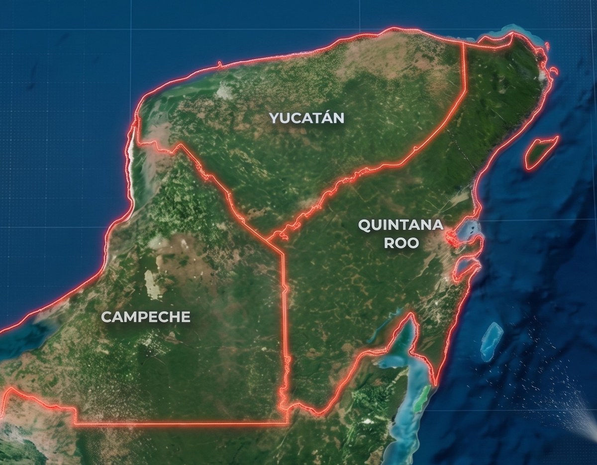 Mapa de la península de Yucatán con la cobertura de DM Peninsular